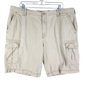 Men's Izod Khaki Beige Cargo Shorts 100% Cotton Casual Lightweight Size 40